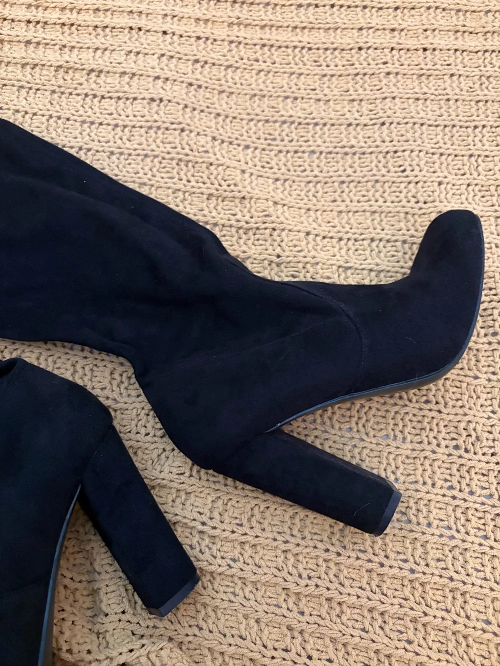 Black Over-the-Knee Suede Boots - Women